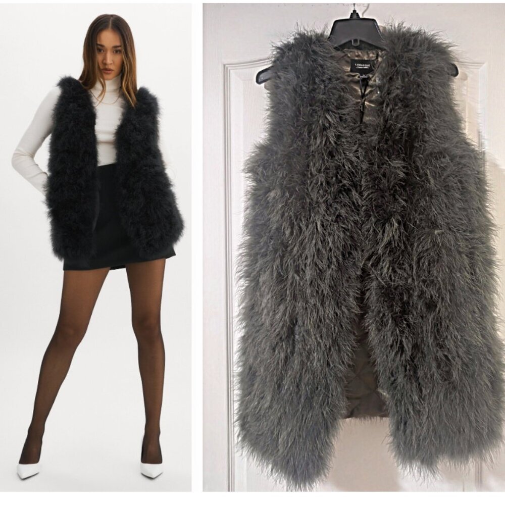 Lamarque | Feather Long Vest In Green/Grey